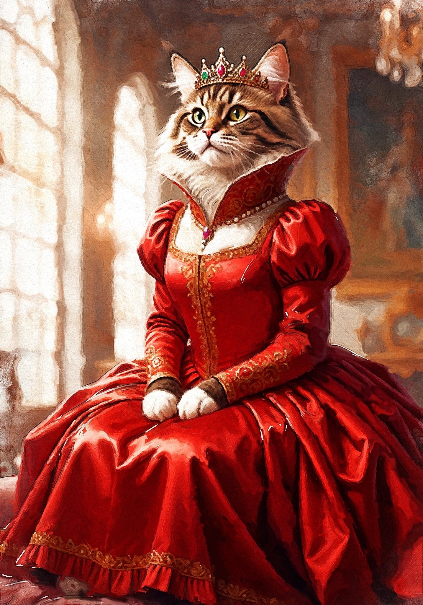 Кралски персонализиран портрет червен. Код: 67 - Artpawstudio