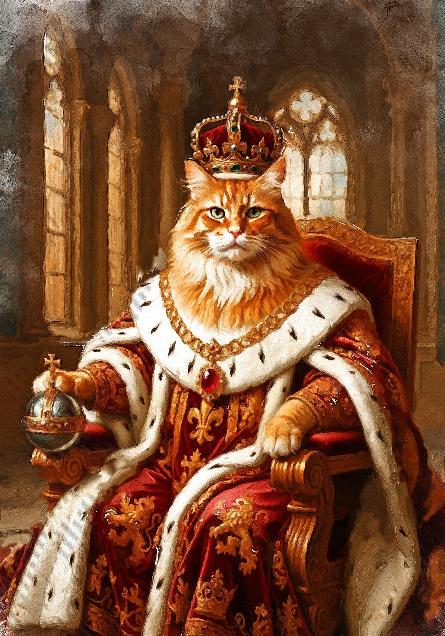 Кралски персонализиран портрет червен. Код: 13 - Artpawstudio