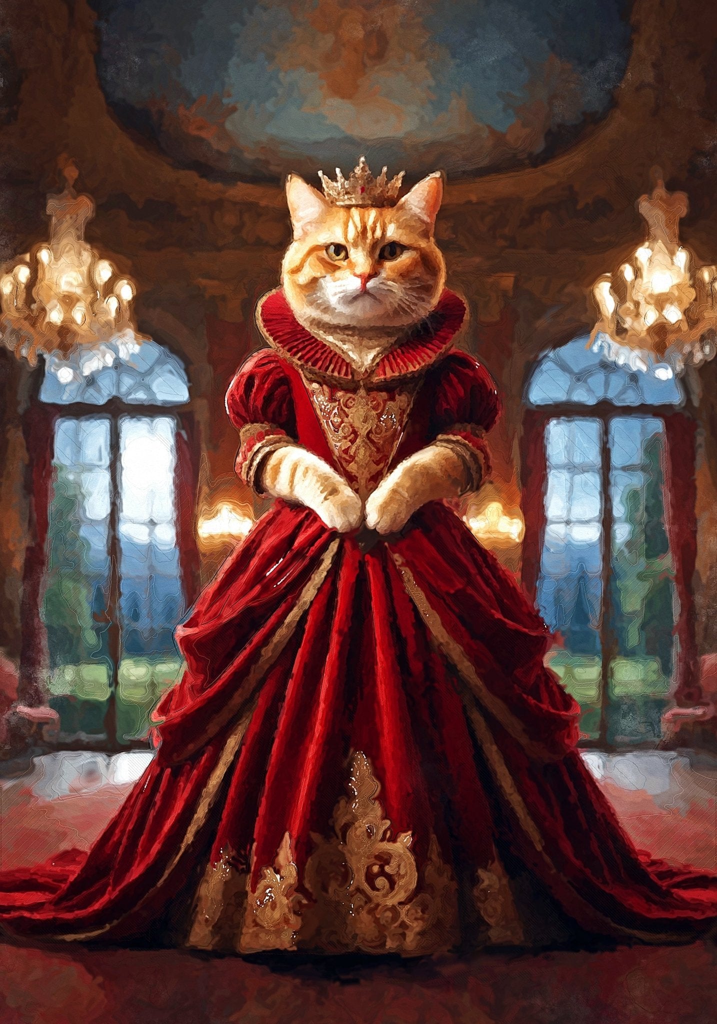 Кралски персонализиран портрет червен. Код: 14 - Artpawstudio