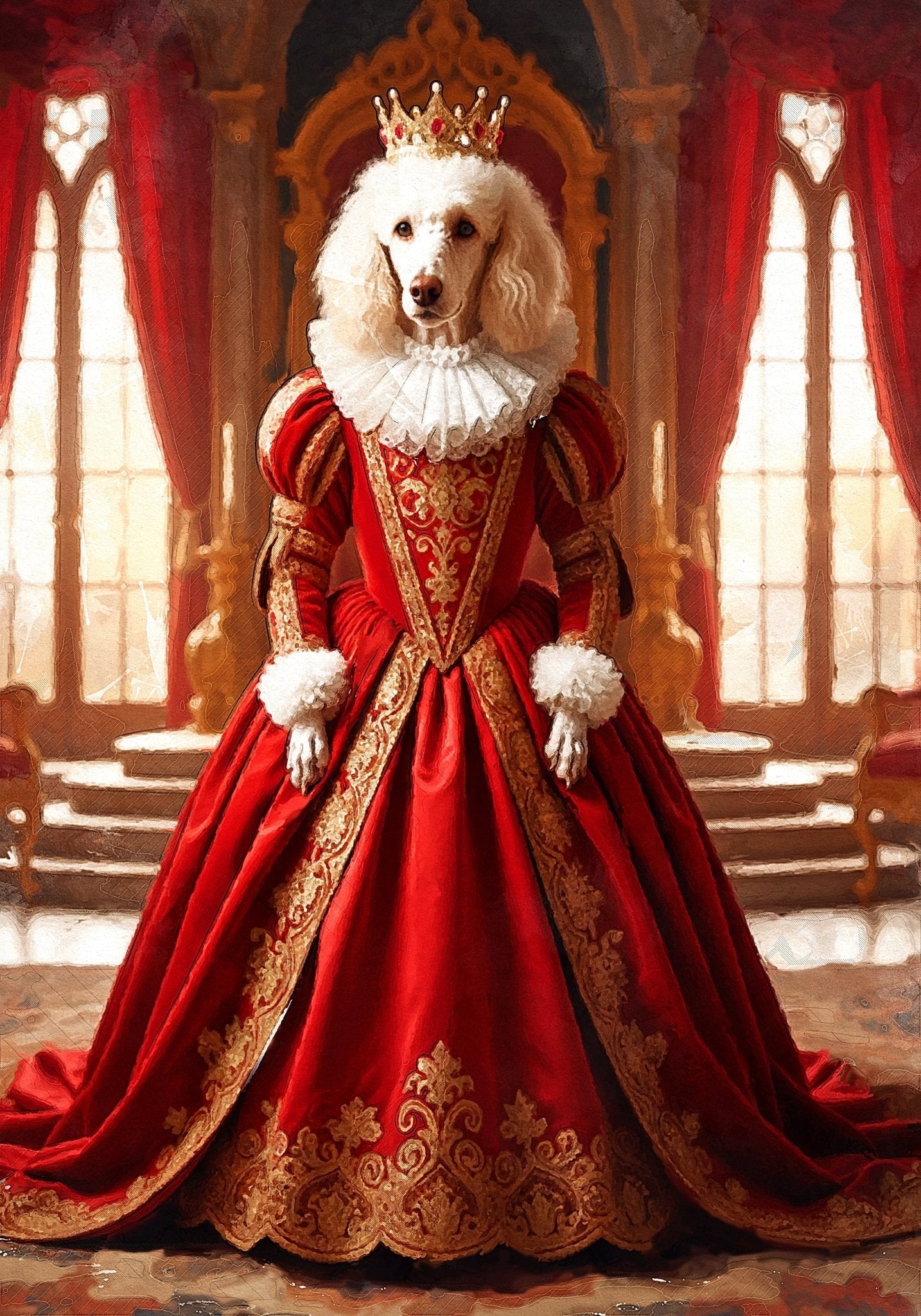 Кралски персонализиран портрет червен. Код: 68 - Artpawstudio