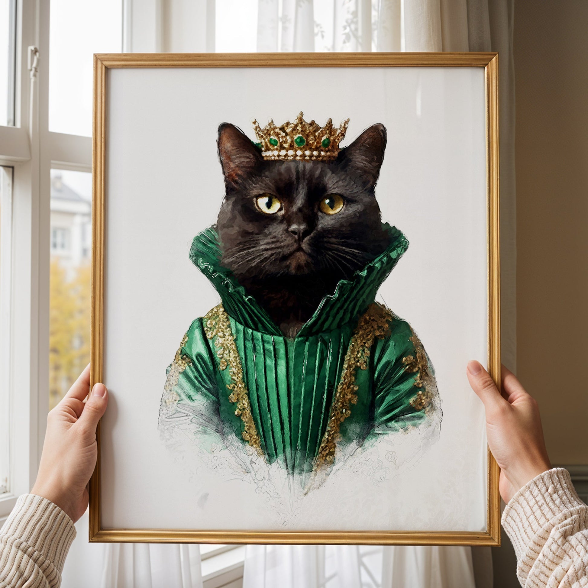 Кралски персонализиран портрет зелен. Код: 64 - Artpawstudio