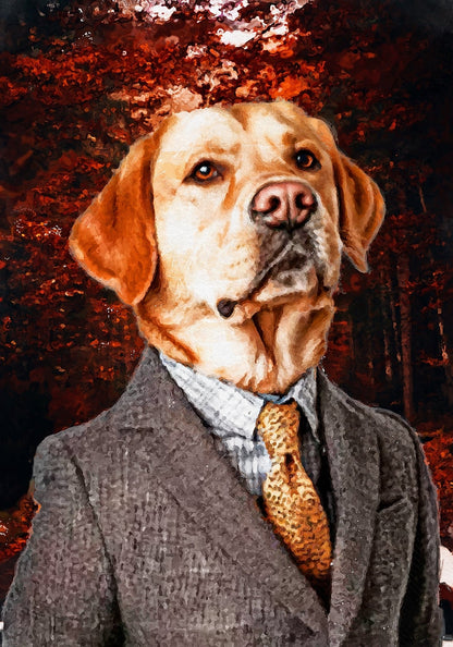 Персонализиран портрет с кафяв костюм. Код: 10 - Artpawstudio