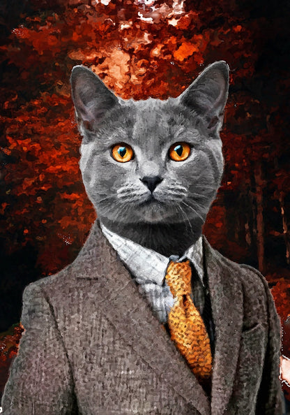 Персонализиран портрет с кафяв костюм. Код: 10 - Artpawstudio